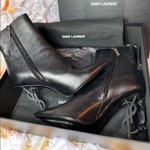 📢📢📢BLACK YSL OPYUM ANKLE BOOTIE IN LEATHER WITH BLACK HEEL📢📢📢